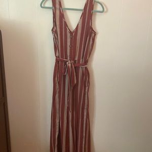 Red and White Striped Jumpsuit